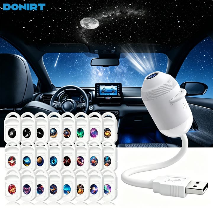 Lampa nocna z projektorem gwiazd